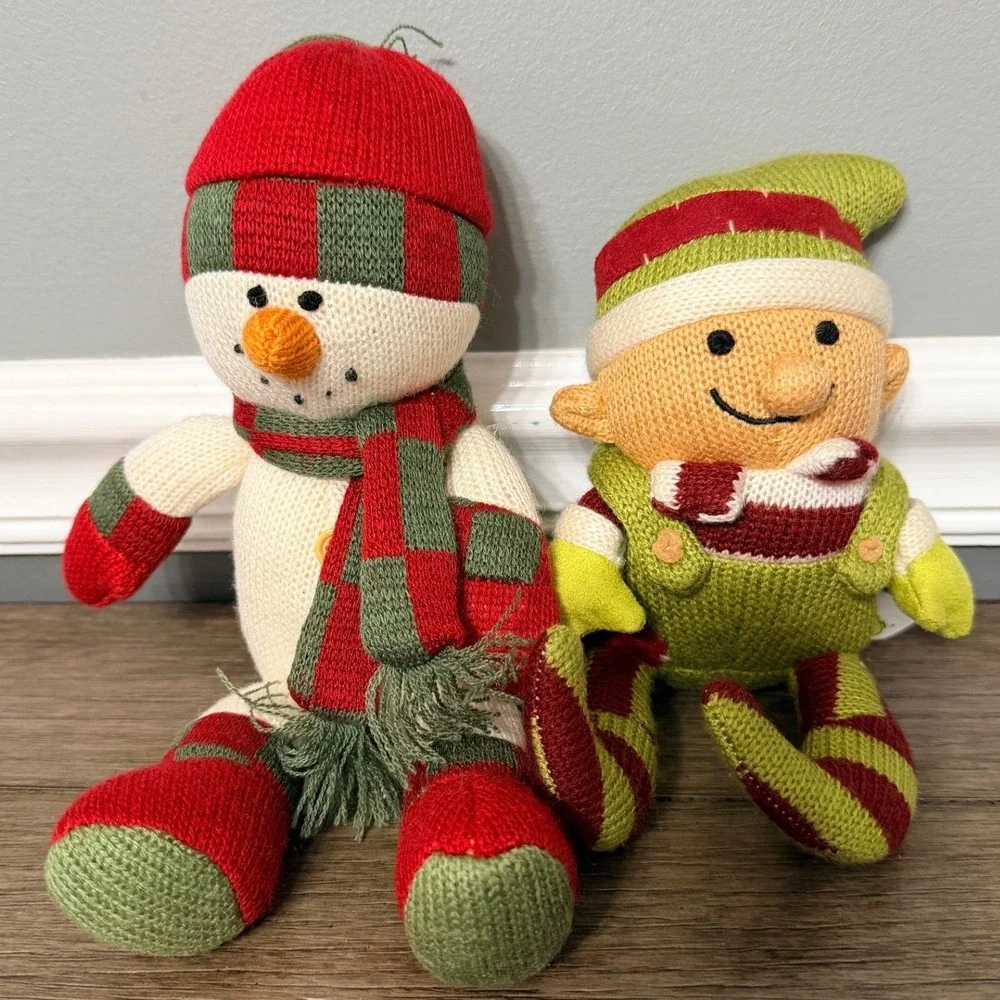 Animal Adventure Christmas Knit Snowman‎ and Elf Plush Set
